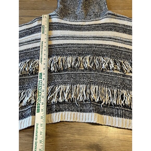 Linda Anderson Poncho Women's OS ‎ Striped Fringe Sweater Boho Western Aztec - Picture 4 of 10